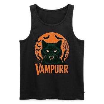Chat vampire - Design rétro Vampurr Halloween - Débardeur bio Premium Homme - noir - Devant - AI Model Male 178 light (178cm)