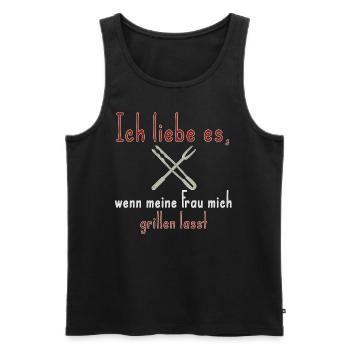 J’adore quand ma femme me laisse griller - Débardeur bio Premium Homme - noir - Devant - Michal (187cm)