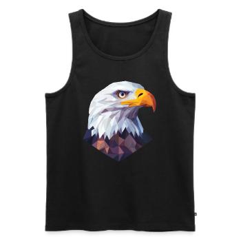 Adler Kopf Low Poly Logo Design - Männer Premium Bio Tank Top - Schwarz - Vorne - AI Model Male 178 light (178cm)