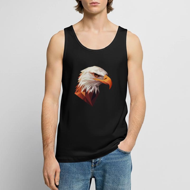 Conception de logo Eagle Head Low Poly Art Débardeur bio Premium Homme
