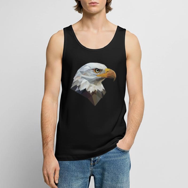 Conception de logo Eagle Head Low Poly Art Débardeur bio Premium Homme