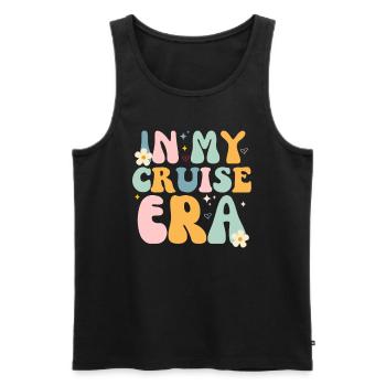 In My Cruise Era / Vacation for Ocean & Ship Lover - Men's Premium Organic Tank Top - black - Front - AI Model Male 178 light (178cm)