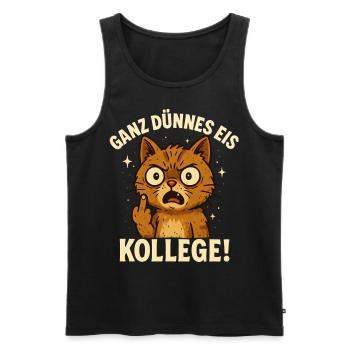 Doigt d’honneur chat lundi collègue de bureau - Débardeur bio Premium Homme - noir - Devant - AI Model Male 178 light (178cm)