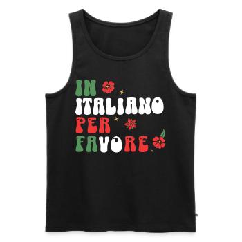 In Italiano Per Favore - drôle de langue italienne - Débardeur bio Premium Homme - noir - Devant - AI Model Male 178 light (178cm)