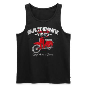Saxony Vibes - Grimma Vibes - Schwalbe - Moped - Männer Premium Bio Tank Top - Schwarz - Vorne - AI Model Male 178 light (178cm)