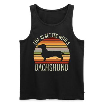 Das Leben ist besser mit einem Dackel, Sunset Doxie - Männer Premium Bio Tank Top - Schwarz - Vorne - AI Model Male 178 light (178cm)