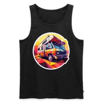Retro Camping Design – Tente et camping-car low poly - Débardeur bio Premium Homme - noir - Devant - Michal (187cm)