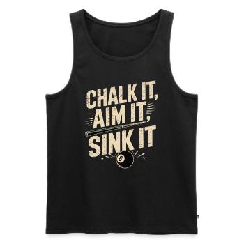Chalk It, Aim It, Sink It – Billiard Design - Männer Premium Bio Tank Top - Schwarz - Vorne - AI Model Male 178 light (178cm)