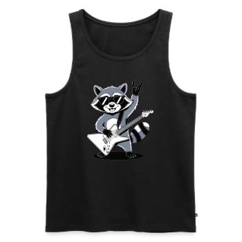 Rock Waschbär – mit Gitarre & Rock‑Style - Männer Premium Bio Tank Top - Schwarz - Vorne - AI Model Male 178 light (178cm)