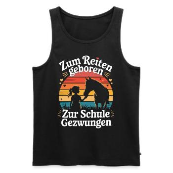 Zum Reiten geboren – Zur Schule gezwungen - Männer Premium Bio Tank Top - Schwarz - Vorne - Michal (187cm)