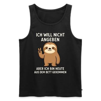 Ich will nicht angeben, bin wach – Faultier - Männer Premium Bio Tank Top - Schwarz - Vorne - AI Model Male 178 light (178cm)