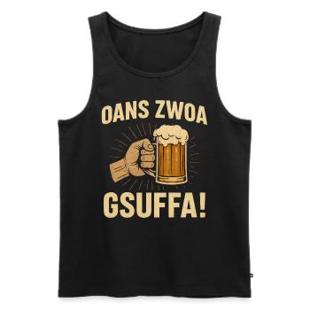 Oans zwoa gsuffa Männer T-Shirt Bier Fest lustig - Männer Premium Bio Tank Top - Schwarz - Vorne - AI Model Male 178 light (178cm)