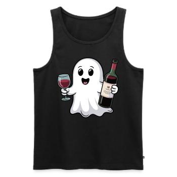 Geist mit Weinflasche und Weinglas – Lustig - Männer Premium Bio Tank Top - Schwarz - Vorne - AI Model Male 178 light (178cm)
