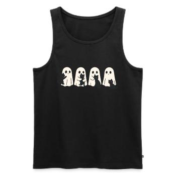 Ghost & Cat – Halloween Fun - Men's Premium Organic Tank Top - black - Front - AI Model Male 178 light (178cm)