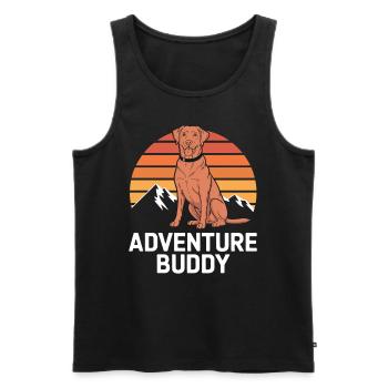 Labrador Adventure Buddy – Sunset Style - Men's Premium Organic Tank Top - black - Front - AI Model Male 178 light (178cm)