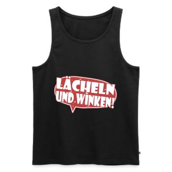 Lächeln und Winken - Männer Premium Bio Tank Top - Schwarz - Vorne - AI Model Male 178 light (178cm)