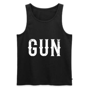Gun fête des pères Look partenaire - Débardeur bio Premium Homme - noir - Devant - Michal (187cm)
