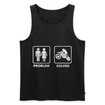 Problème? Drôle d’humour noir je m’en fiche - Débardeur bio Premium Homme - noir - Devant - Michal (187cm)