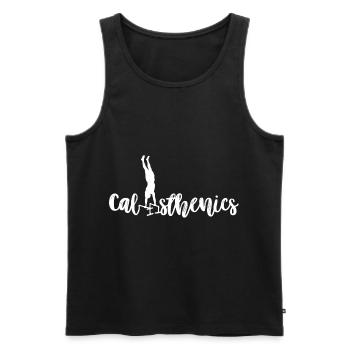 calisthenics body weight dips klimmzug calisthenic - Männer Premium Bio Tank Top - Schwarz - Vorne - AI Model Male 178 light (178cm)