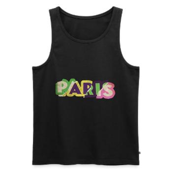Paris France City Skyline Font Punk Rétro - Débardeur bio Premium Homme - noir - Devant - AI Model Male 178 light (178cm)