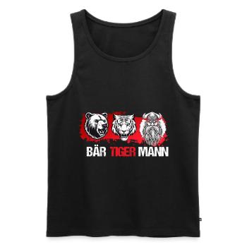 Bartliebhaber Vatertag Vater Bier Bär Tiger Mann - Männer Premium Bio Tank Top - Schwarz - Vorne - AI Model Male 178 light (178cm)