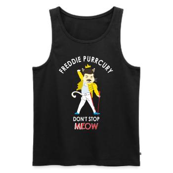 Freddie Purrcury Katze Rock Sänger Musik Geschenk - Männer Premium Bio Tank Top - Schwarz - Vorne - AI Model Male 178 light (178cm)
