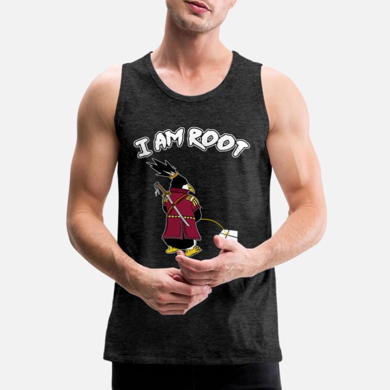 Linux Pinguin I Am Root Geeks Nerd Computer Ninja Männer Premium Bio Tank Top