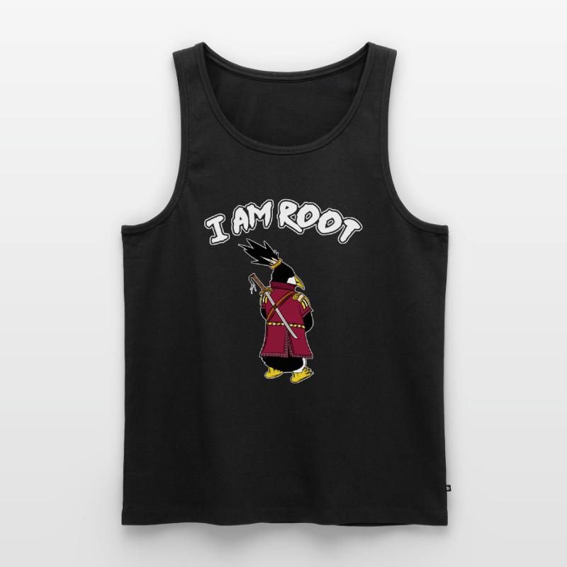 Linux Pinguin I Am Root Geeks Nerd Computer Ninja Männer Premium Bio Tank Top