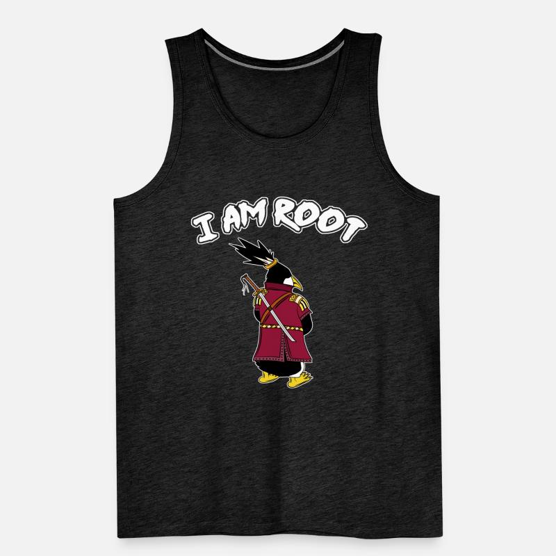 Linux Pinguin I Am Root Geeks Nerd Computer Ninja Männer Premium Bio Tank Top