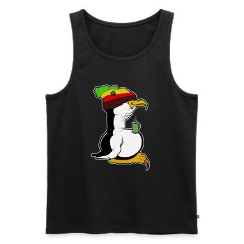Tux Linux Penguin Coffee Break Computer Geek Rasta - Men's Premium Organic Tank Top - black - Front - AI Model Male 178 light (178cm)