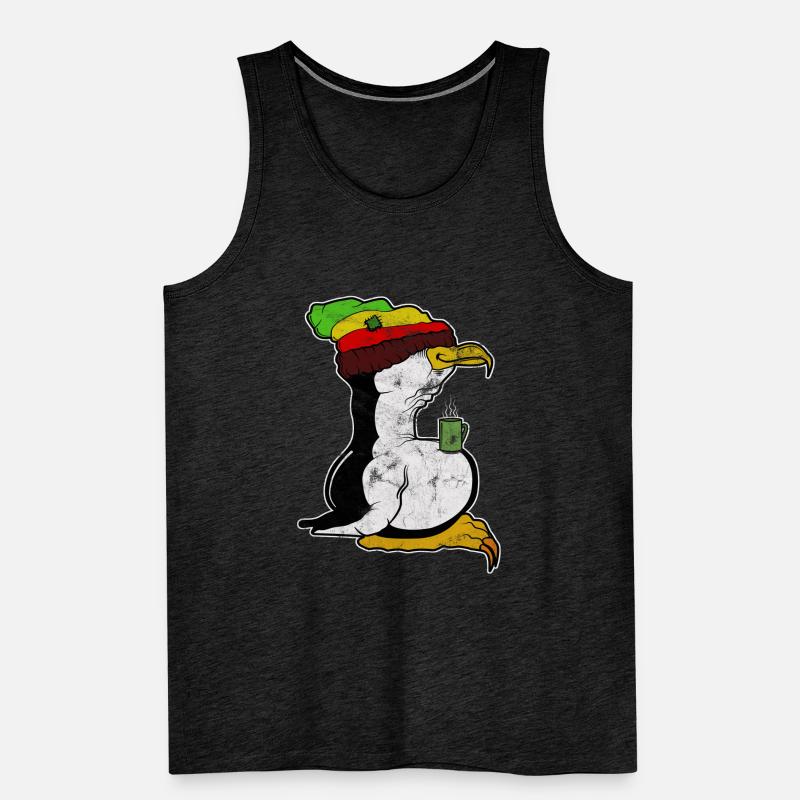 Tux Linux Penguin Coffee Break Computer Nerd Retro Men's Premium Organic Tank Top