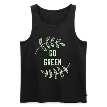 Go Green Spruch Blatt Erde Planet Klimawandel Grün - Männer Premium Bio Tank Top - Schwarz - Vorne - AI Model Male 178 light (178cm)