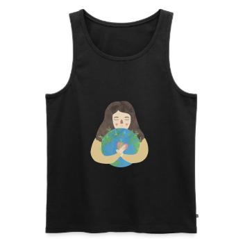 Mädchen Umarmung Erde Planet Earth Pflanze Herz - Männer Premium Bio Tank Top - Schwarz - Vorne - AI Model Male 178 light (178cm)