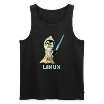 Nerd Linux computer scientist Linux software developer - Men's Premium Organic Tank Top - black - Front - AI Model Male 178 light (178cm)