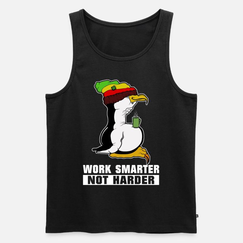 Pause café pingouin Linux Rasta Informatik PC Nerd - Débardeur bio Premium Homme - noir