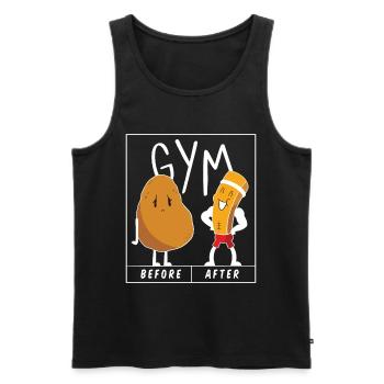 Potato Gym Before After GYM Shirt Gift Idea - Männer Premium Bio Tank Top - Schwarz - Vorne - Michal (187cm)