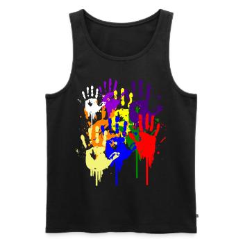 Paint Hand Blob Colorful Painter Gift Imprint Cool - Men's Premium Organic Tank Top - black - Front - Michal (187cm)