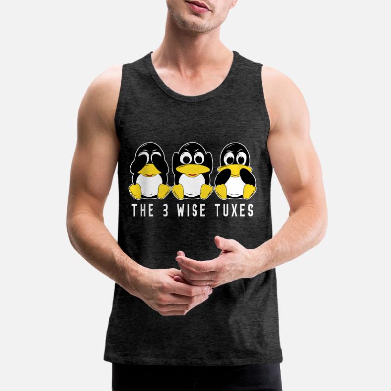 3 Linux penguins hear see speak computer scientists Men's Premium Organic Tank Top