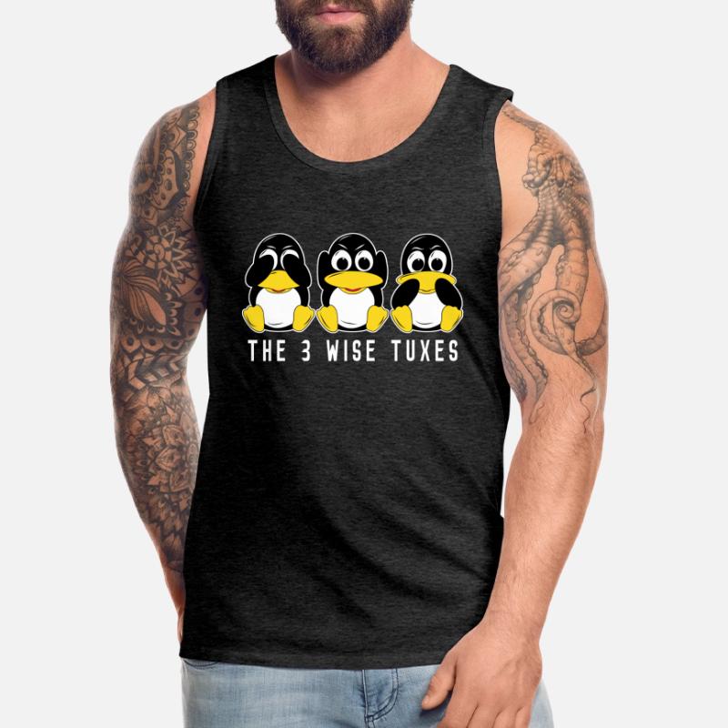 3 Linux penguins hear see speak computer scientists Men's Premium Organic Tank Top