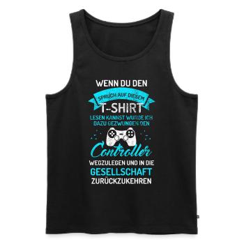 Geschenkidee Gamers Lustiges Gaming T-Shirt - Männer Premium Bio Tank Top - Schwarz - Vorne - AI Model Male 178 light (178cm)