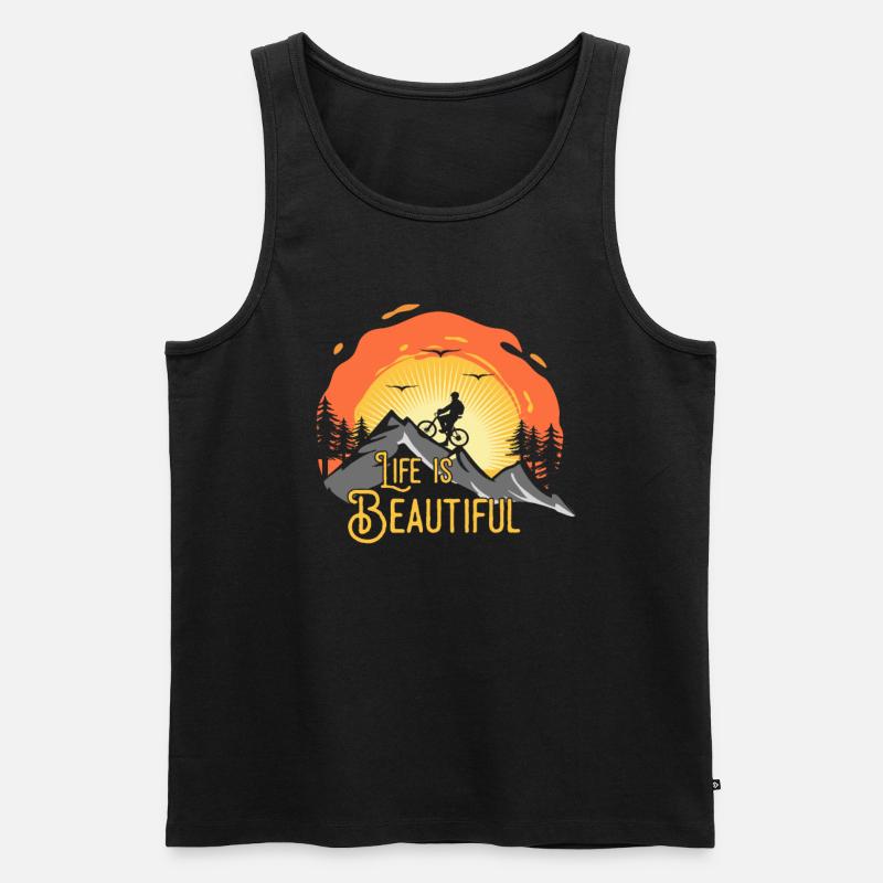 Das Leben ist wunderschoen - Männer Premium Bio Tank Top - Schwarz