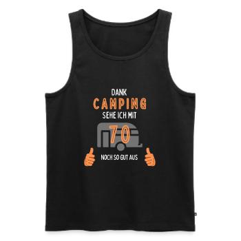 Camping, 70. Geburtstag, Geschenk, Geschenkidee, - Männer Premium Bio Tank Top - Schwarz - Vorne - Michal (187cm)