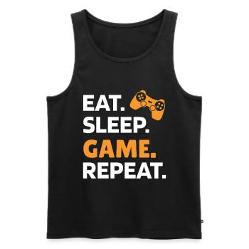 Eat Sleep Game Repeat Video Jeux DeJouer Cadeau - Débardeur bio Premium Homme - noir - Devant - AI Model Male 178 light (178cm)