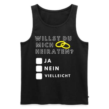 Willst du mich Heiraten? Heiratsantrag Shirt Gift - Männer Premium Bio Tank Top - Schwarz - Vorne - Michal (187cm)
