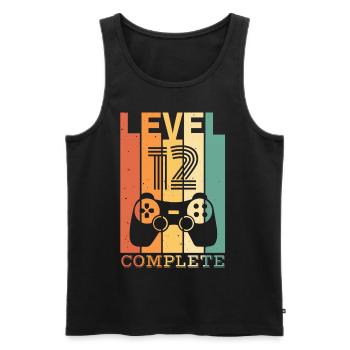 Kids Level 12 Years Birthday Shirt Gamer Shirt - Men's Premium Organic Tank Top - black - Front - Michal (187cm)
