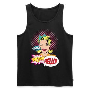 BELLE WOMAN POP ART VINTAGE gift idea humor - Men's Premium Organic Tank Top - black - Front - AI Model Male 178 light (178cm)