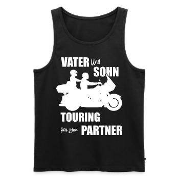 Vater Sohn Motorrad Touring Geschenkidee - Männer Premium Bio Tank Top - Schwarz - Vorne - Michal (187cm)