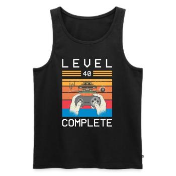 Rétro Gamer Gifts 40.Anniversaire Niveau 40 Complete - Débardeur bio Premium Homme - noir - Devant - Michal (187cm)