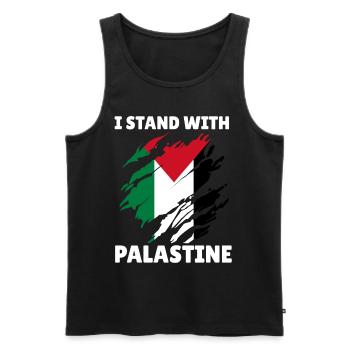Palestinian Flag I Stand With Palestine - Men's Premium Organic Tank Top - black - Front - AI Model Male 178 light (178cm)