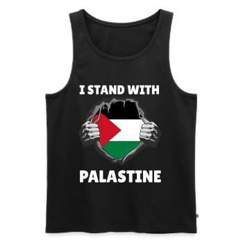 I Stand With Palestine Palestinian Flag - Men's Premium Organic Tank Top - black - Front - AI Model Male 178 light (178cm)
